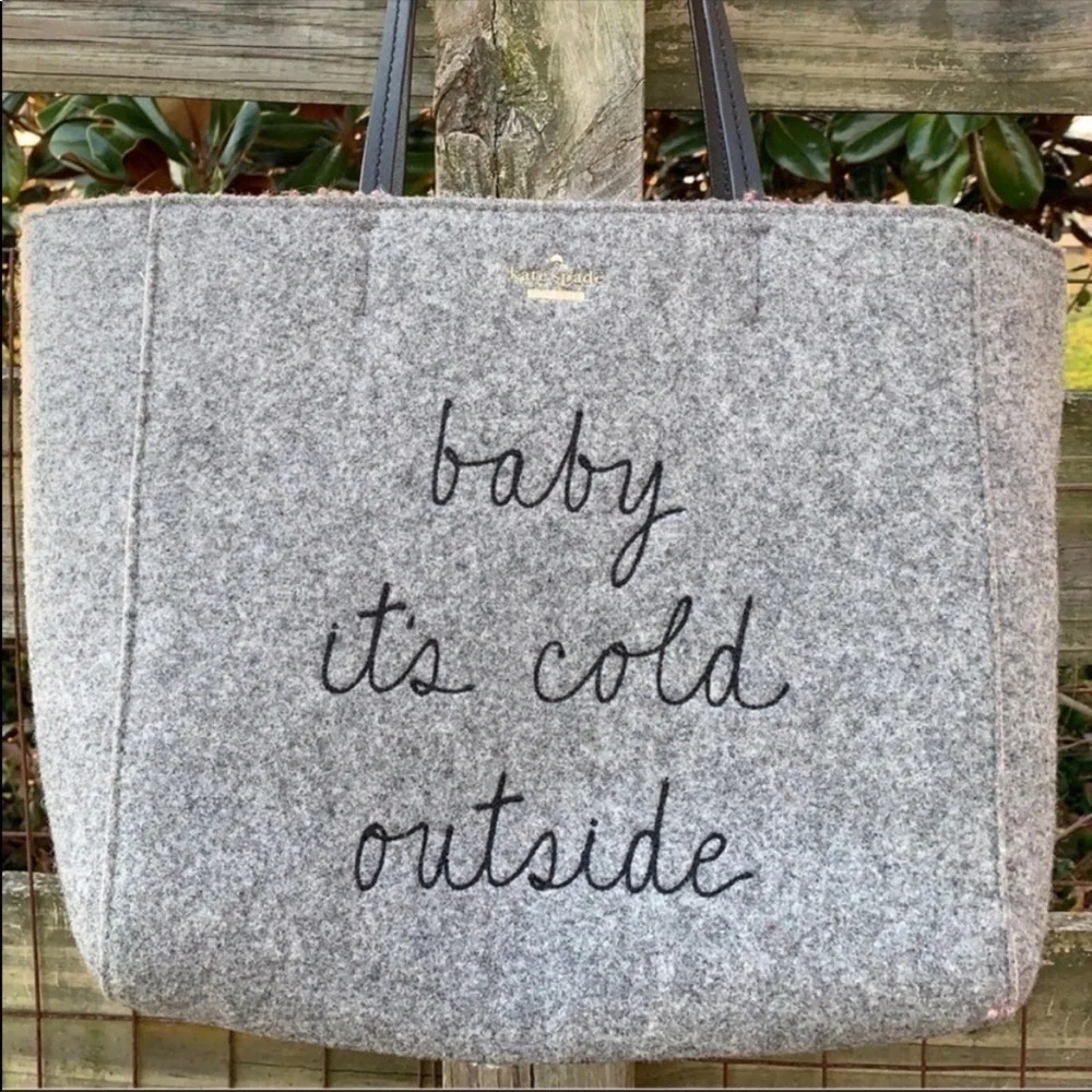 Kate Spade Baby It’s Its Cold Outside Gray Wool Tote ⛄️❄️ Rare Bag